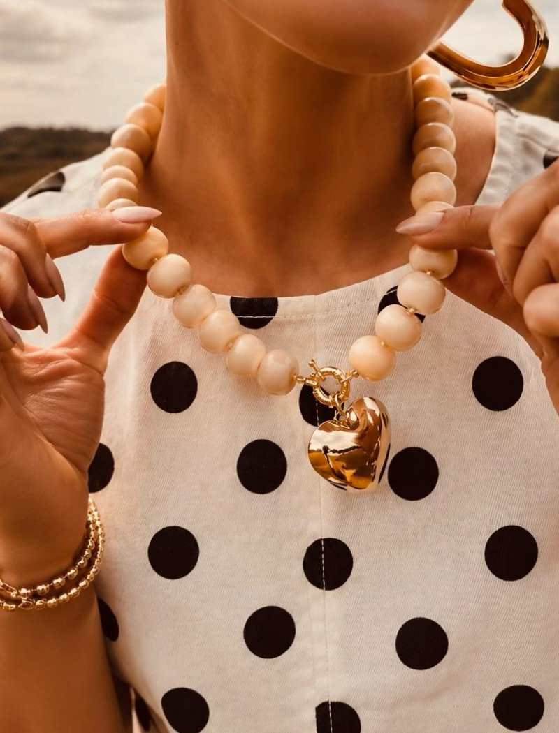 Beige Ketting Roundell Stones met Hart