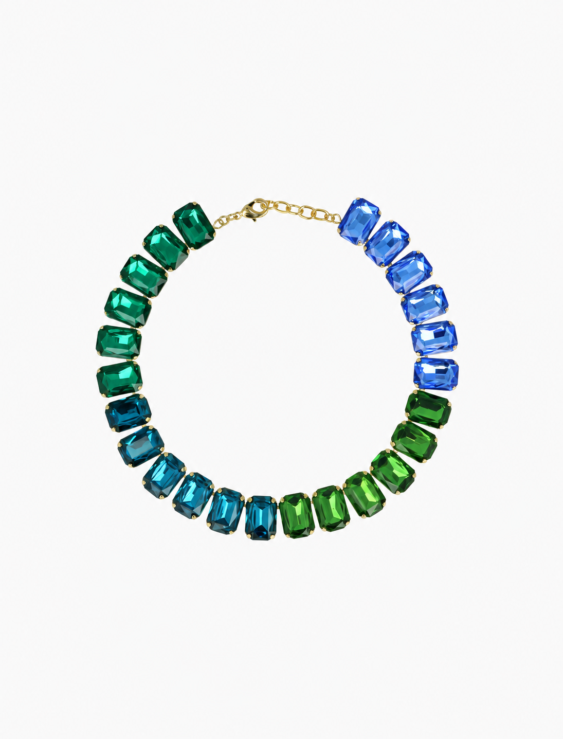 Groen/blauwe Ketting Eloise Rectangle Stones M