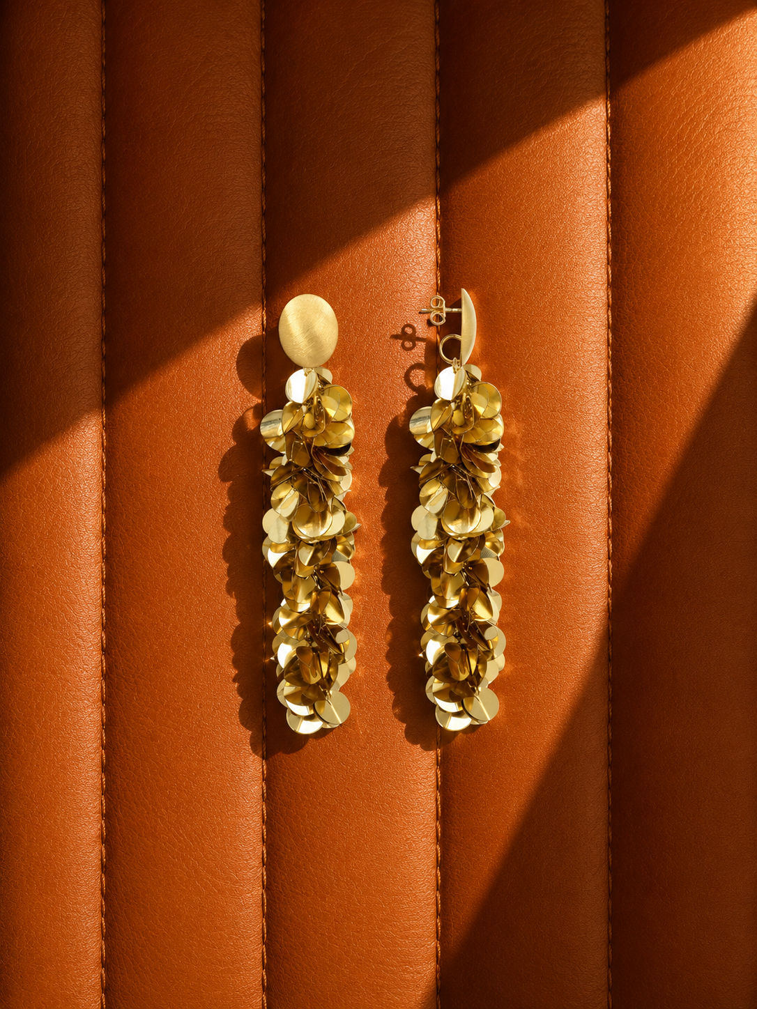 Goudkleurige Sequin Oorbellen Snake L
