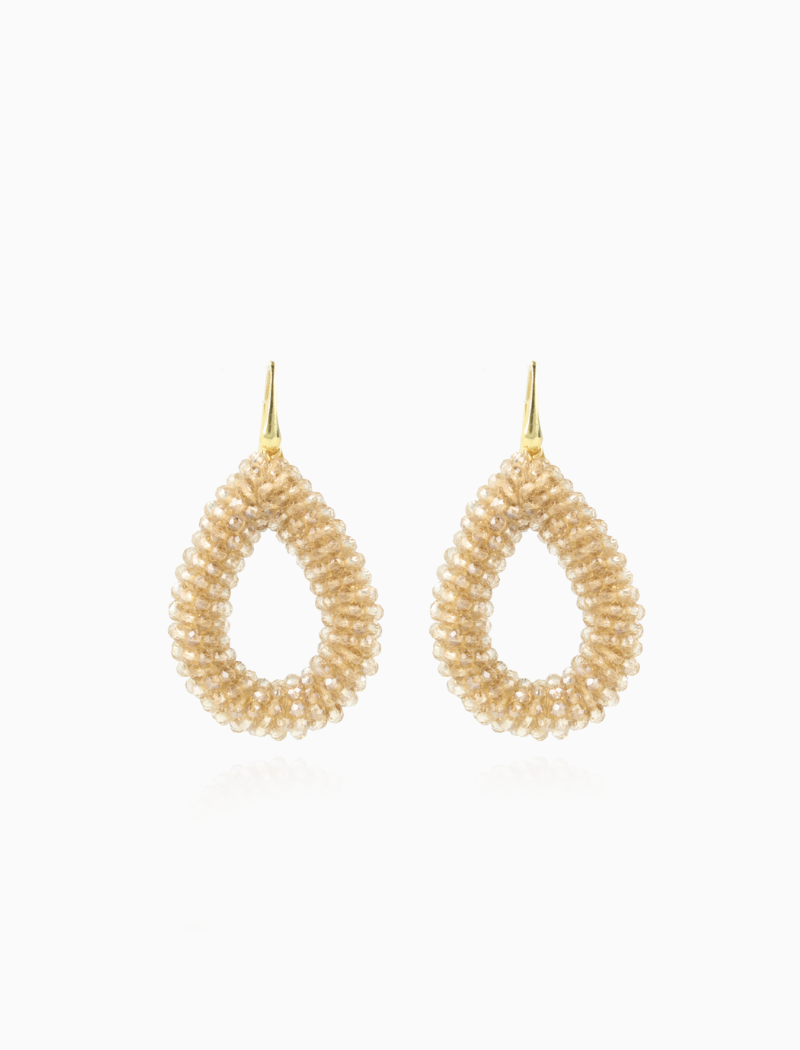 Champagne oorbellen glassberry druppel L