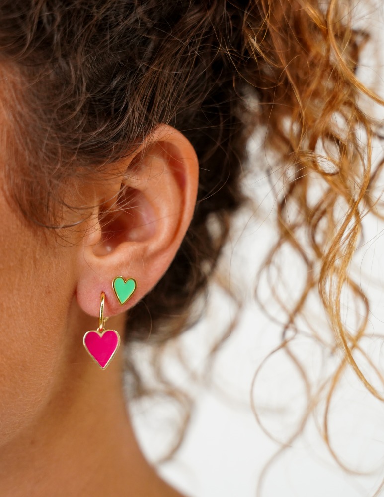 Symbol earrings heart pendant fuchsia