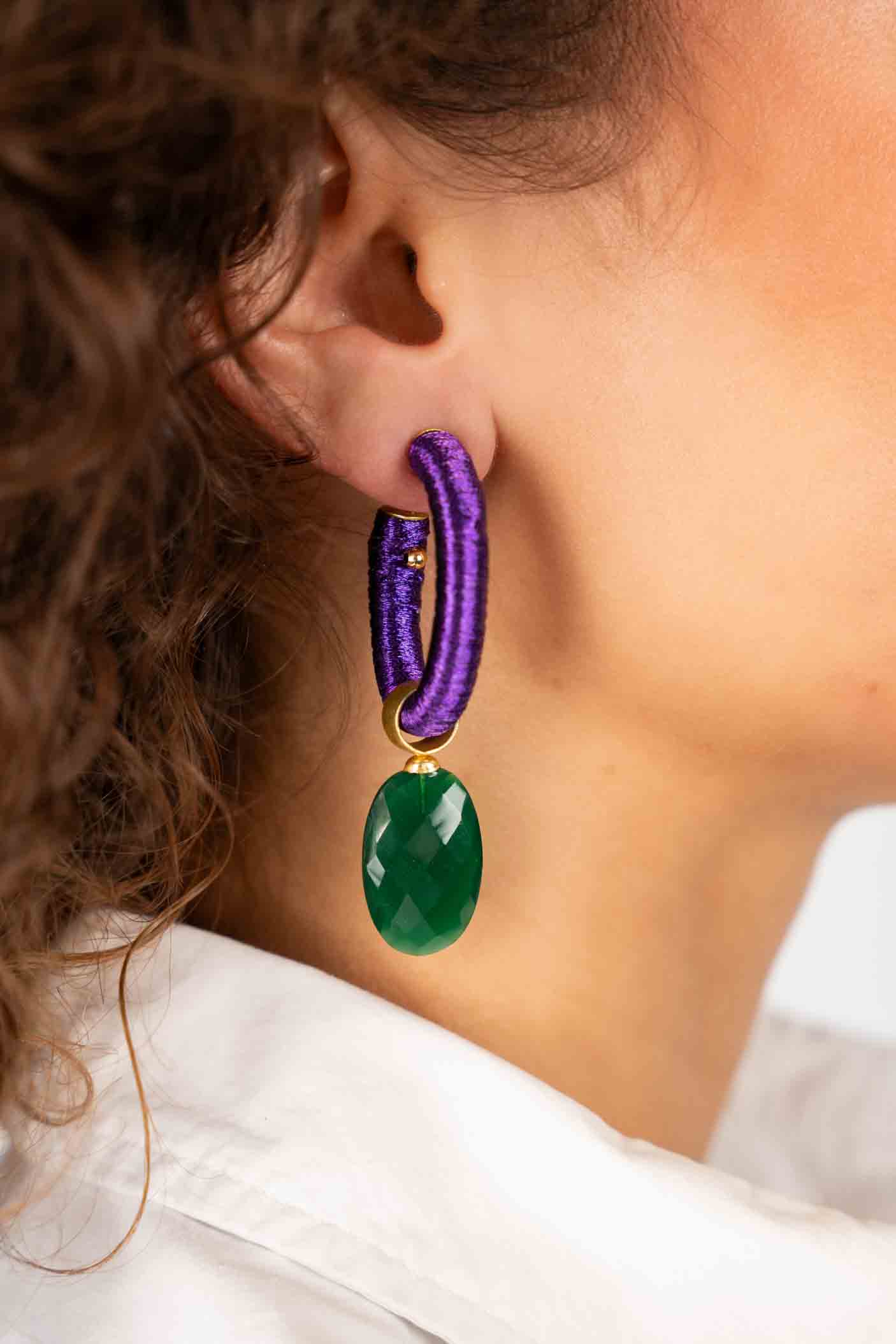 Purple Earrings Evy Creole Oval M Green