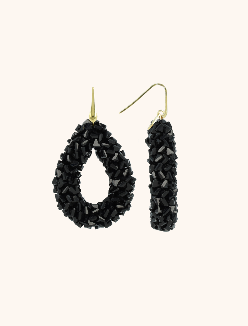 Black Earrings Marieke Drop L Raw