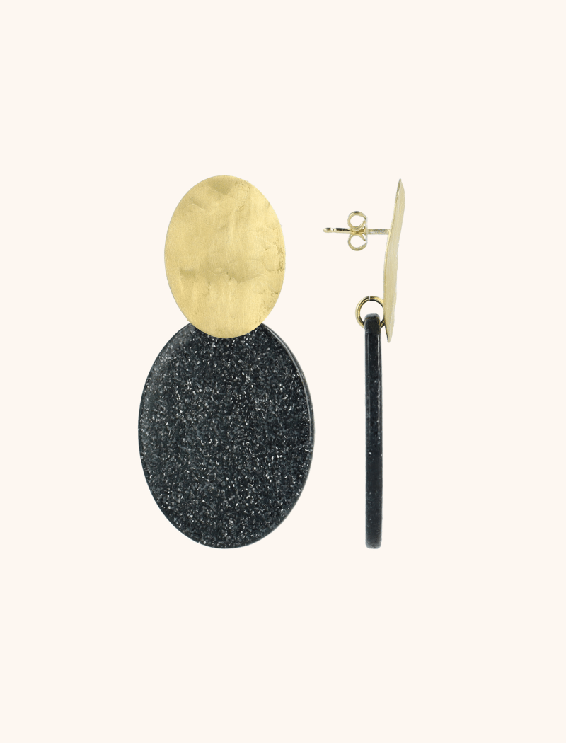 Schwarze Glitzer-Ohrringe Celia Oval Slott-theme.productDescriptionPage.SEO.byTheBrand