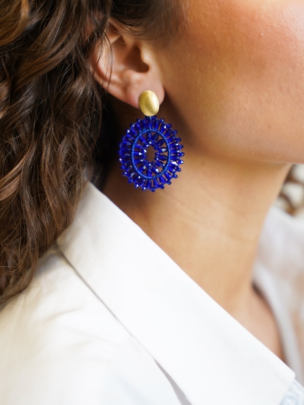 Royal blue earrings Noa Oval Double S