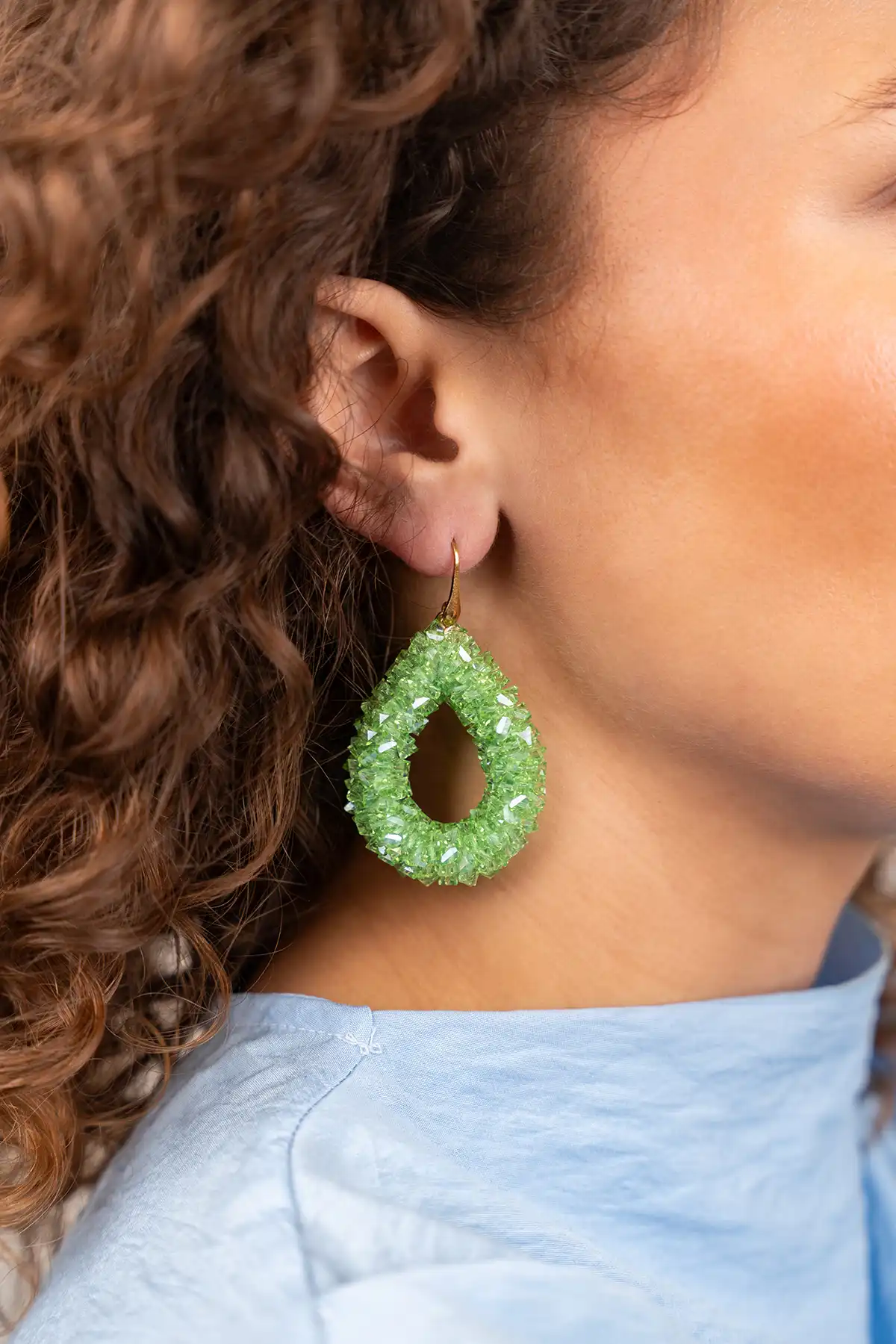 Groene Oorbellen Marieke Drop L Raw