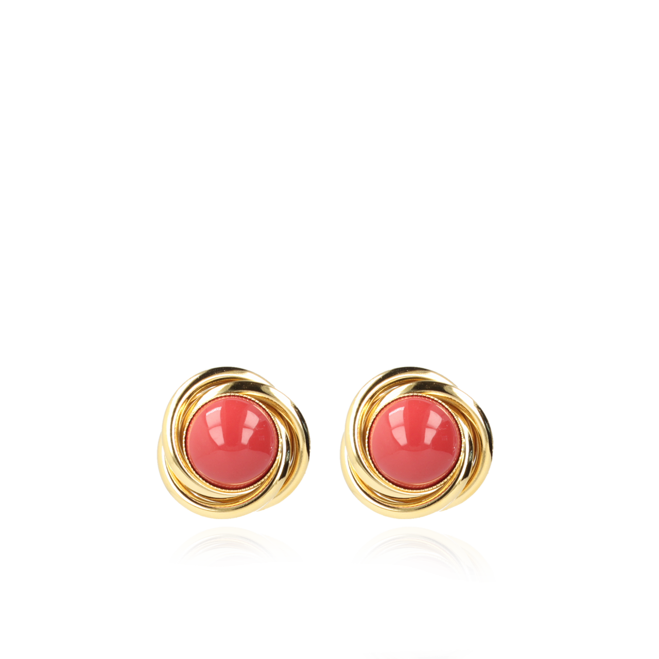 Classic Earrings Vintage Button Clips Coral 