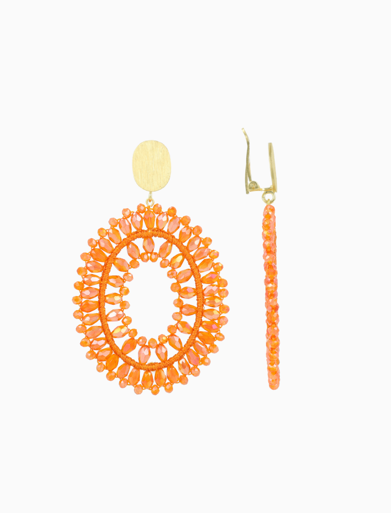 Oranje oorbellen Noa ovaal L Clip