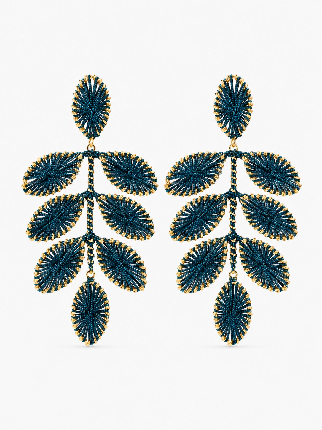 Blauwe Oorbellen Flower Leafs XL Beatrice