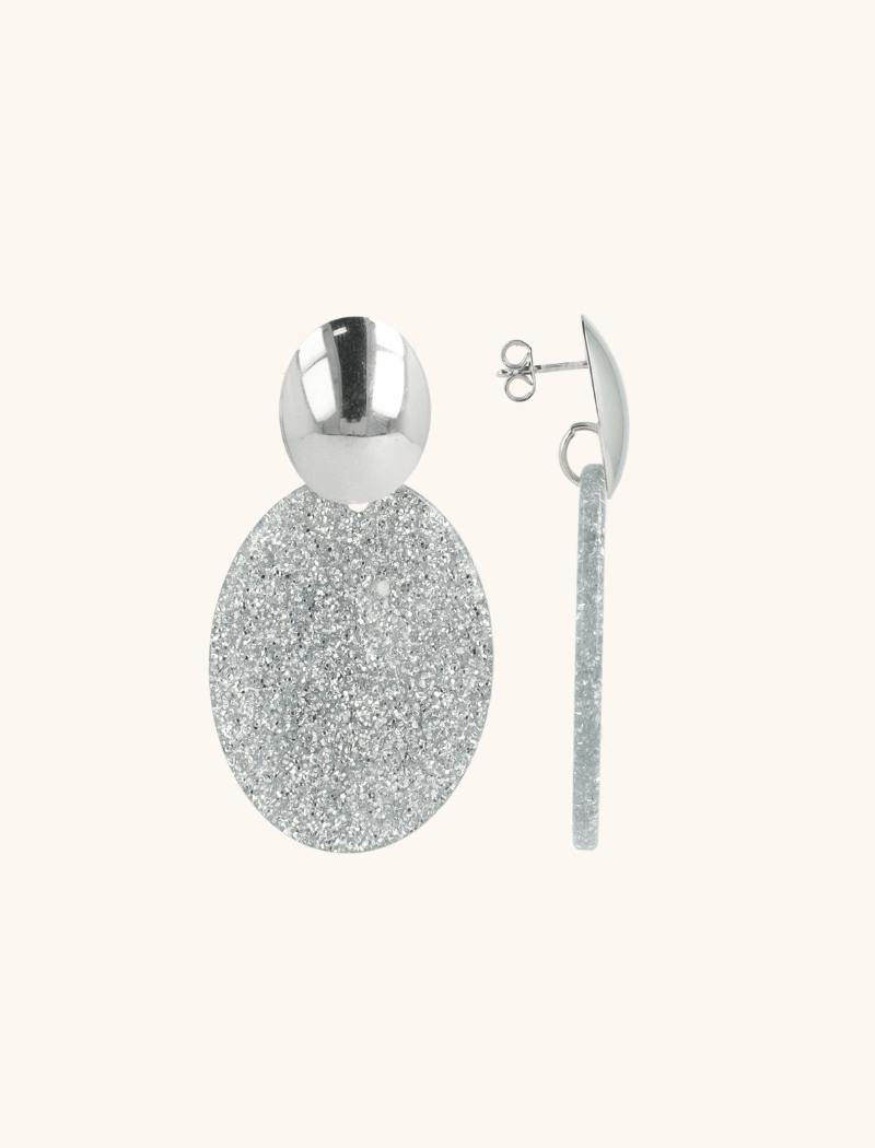 Zilveren Glitter Oorbellen Celia Ovaal Slott-theme.productDescriptionPage.SEO.byTheBrand