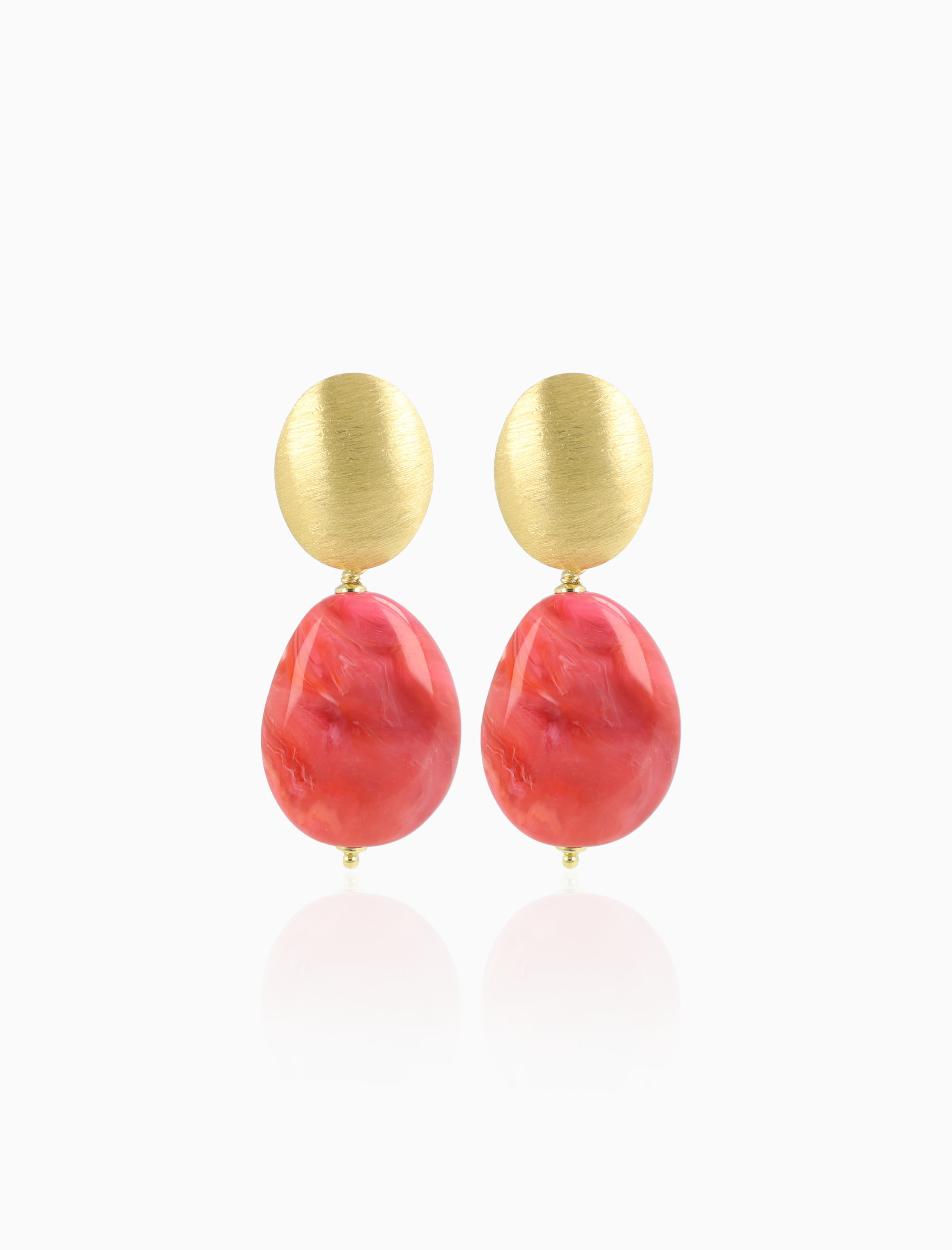Pink Marble Oorbellen Amber Squeezed Drop