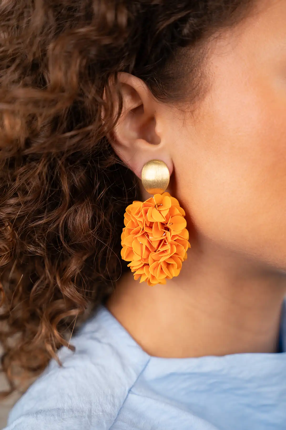 Oranje  Oorbellen Sas Sequin Oval M Clip