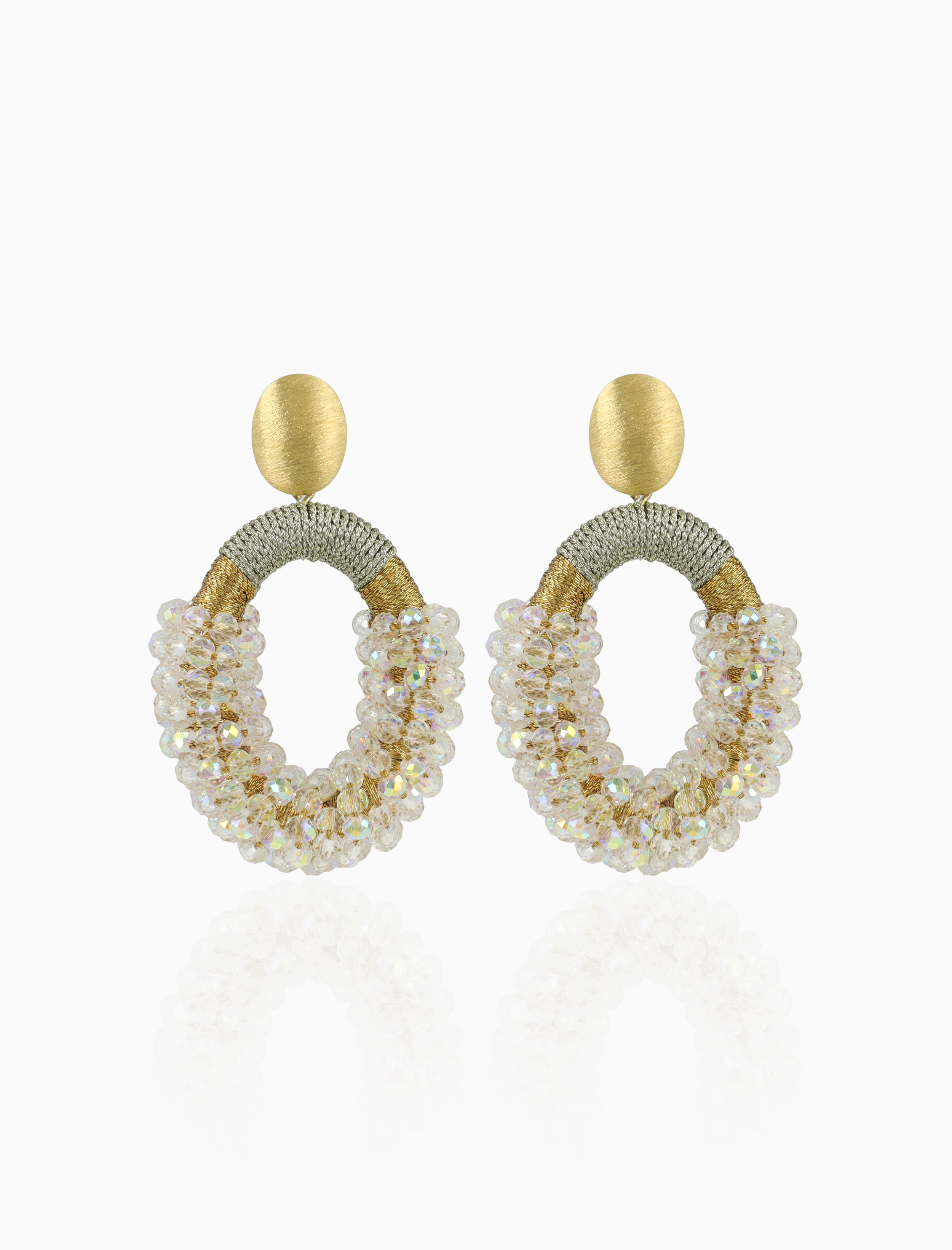 Goudkleurige Holo Oorbellen Yara Combi Oval M