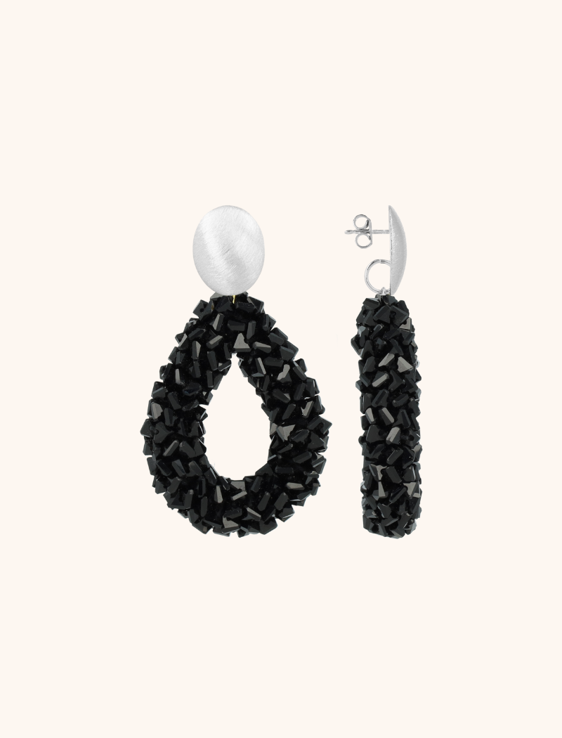 Black Earrings Marieke Drop L Raw