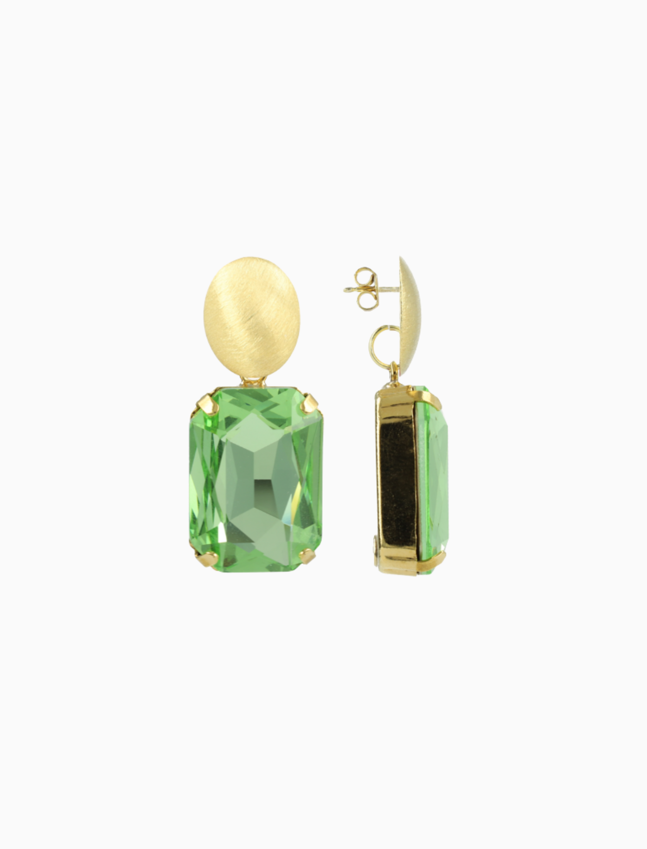 Light Peridot  earrings Rectangle L