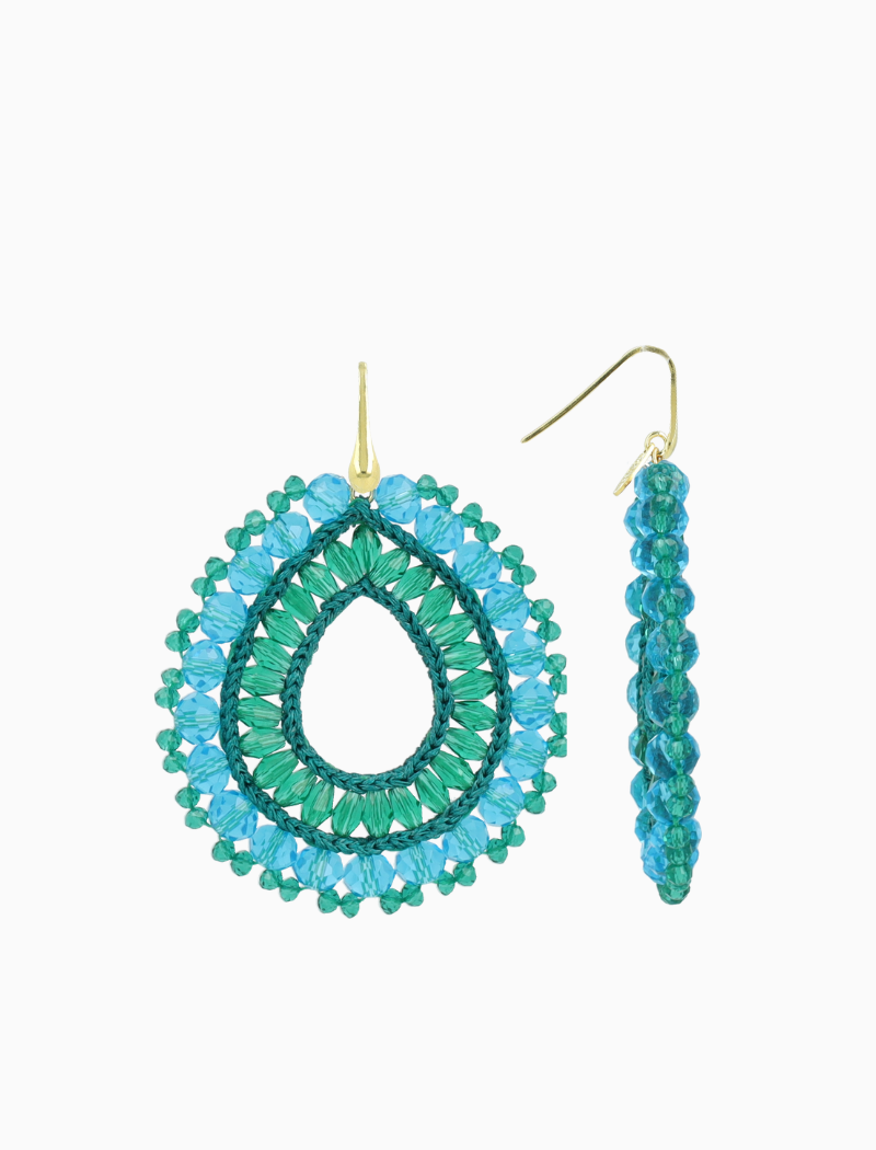 Turquoise Oorbellen Vos Open Drop L Irr. Stones