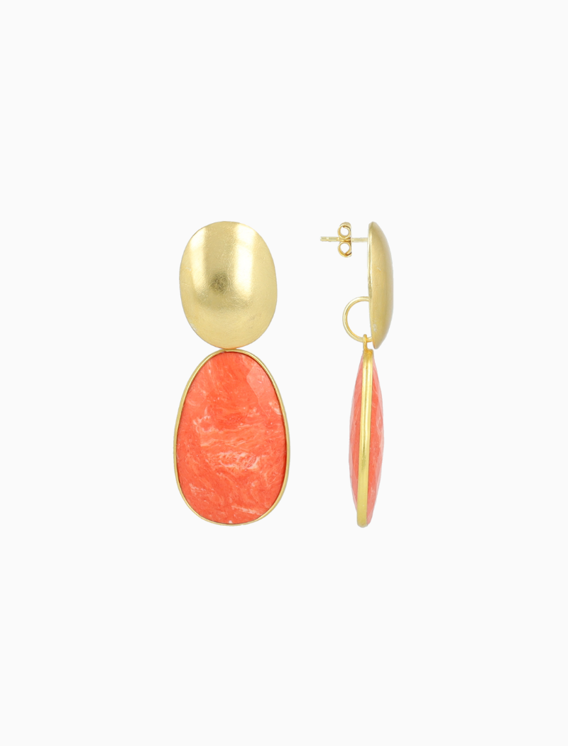 Orange Ohrringe Doris Framed Oval mit Oval Earplug