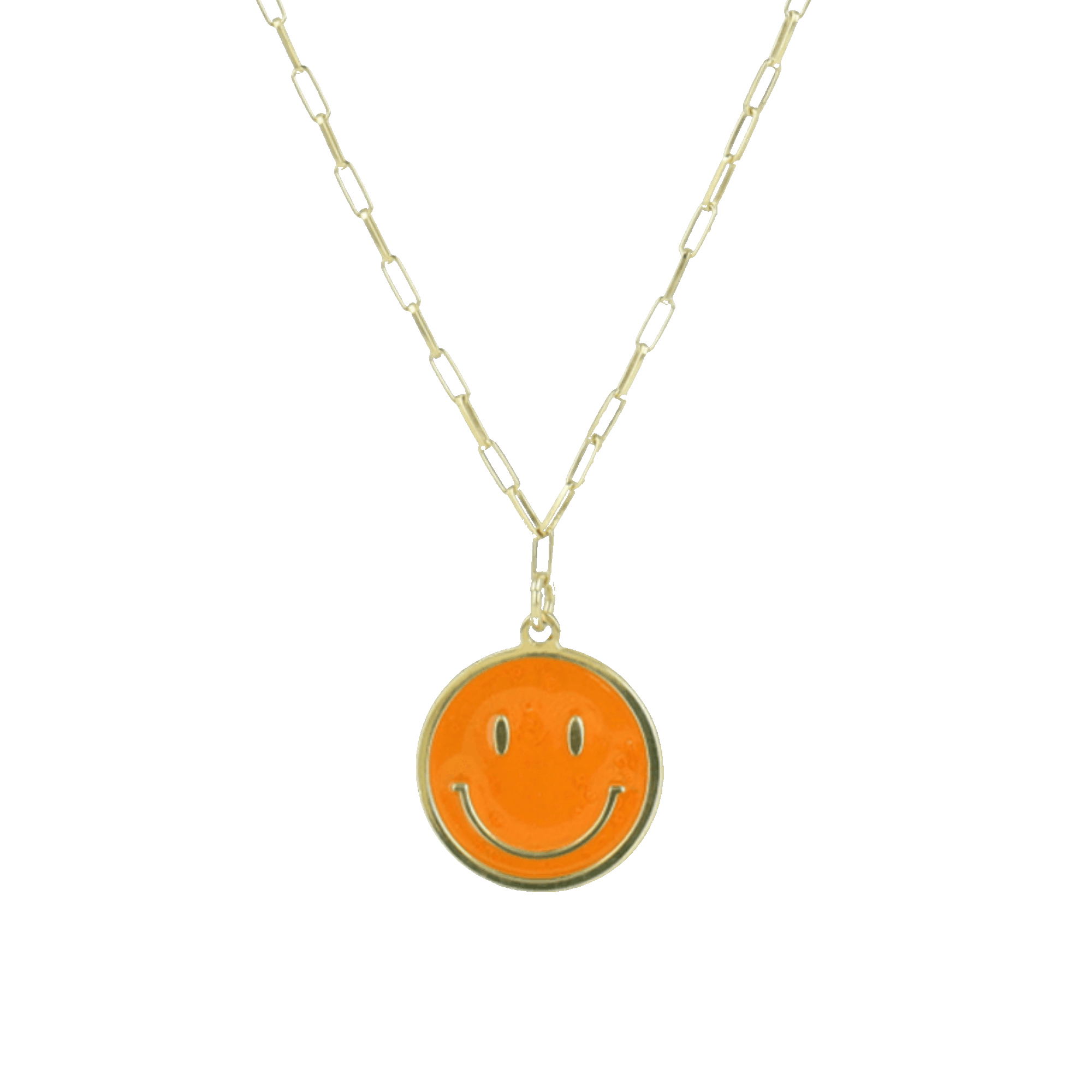 Smiley necklace enamel orange