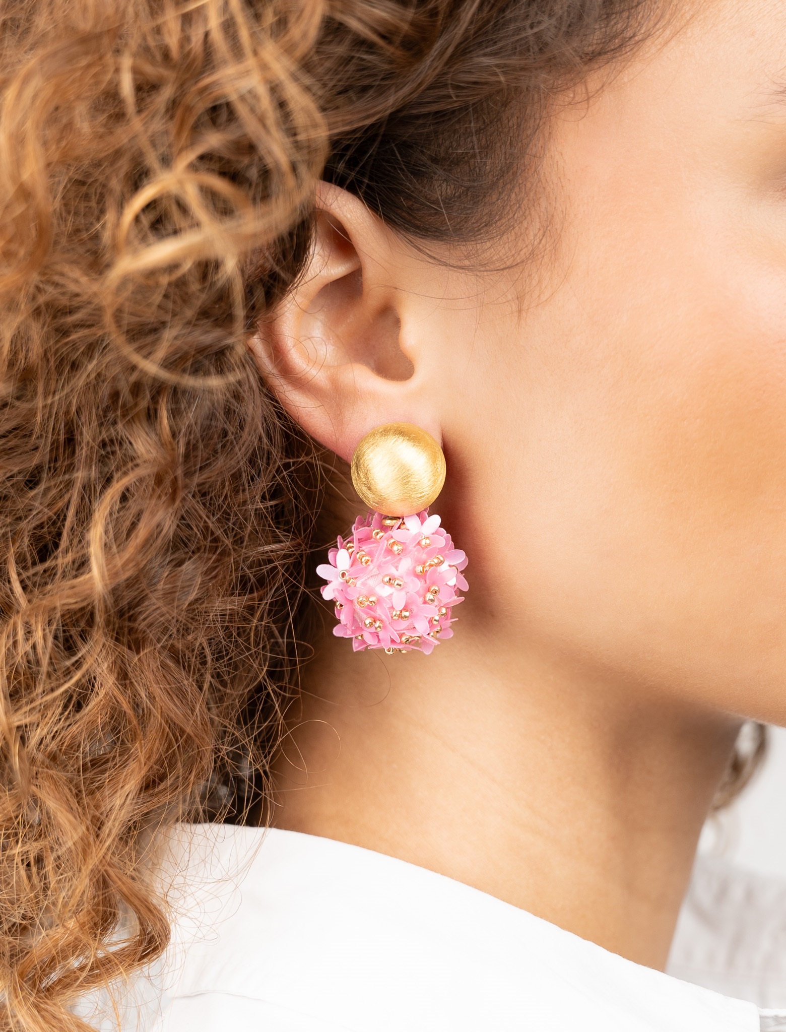 Pink Earrings Daisy Globe M Flower