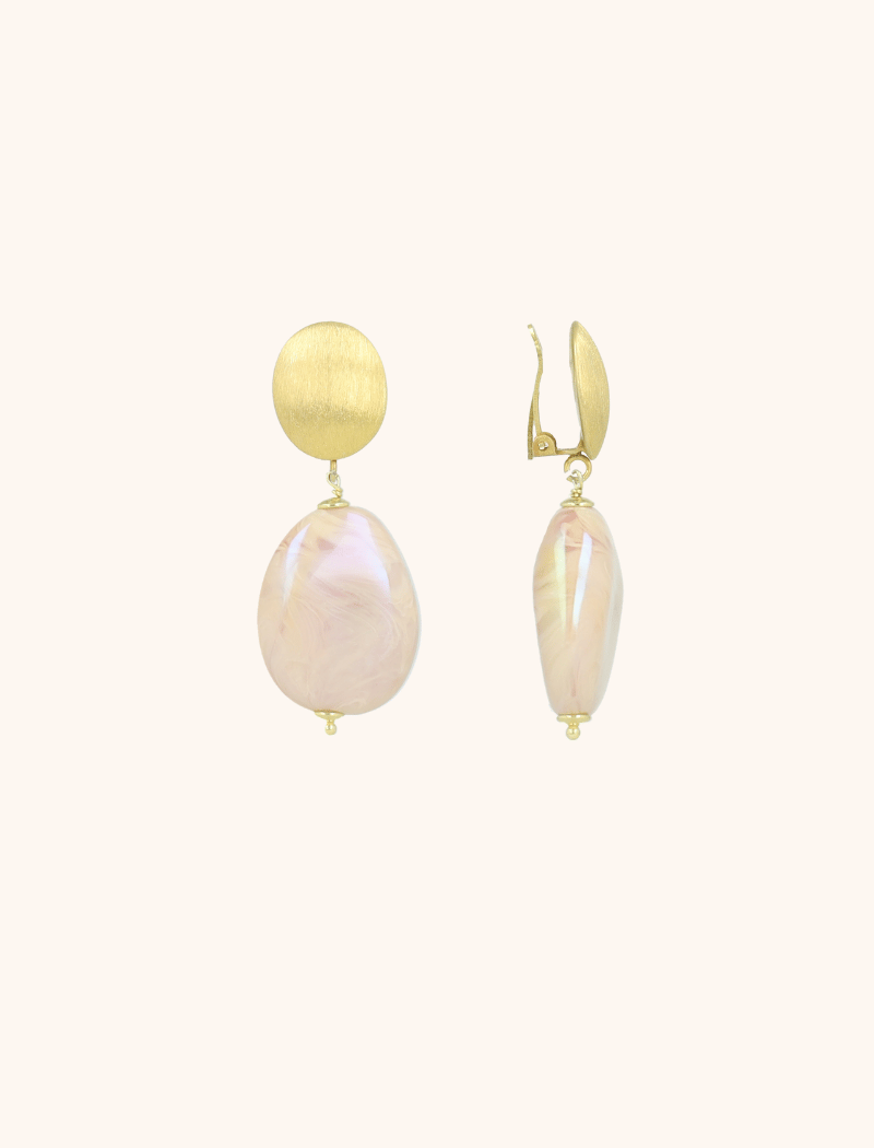 Holographic Ivory Earrings Amber Squeezed Drop Clip