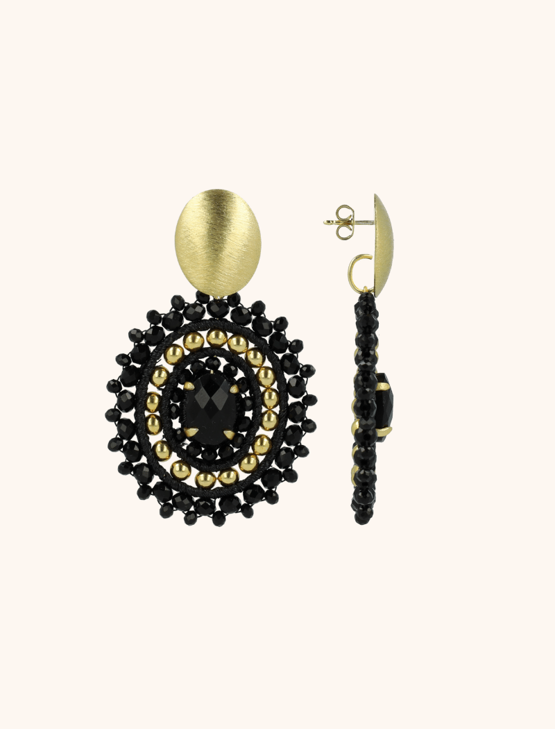 Gold-tone Black Earrings Jamie Oval M With Stone