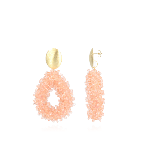 Licht Roze Oorbellen Glassberry Louise Double Stones Druppel L