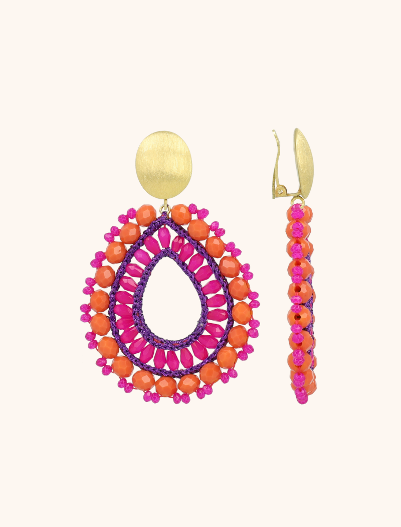 Fuchsia Ohrringe Vos Open Drop L Irr. Stones Clip  