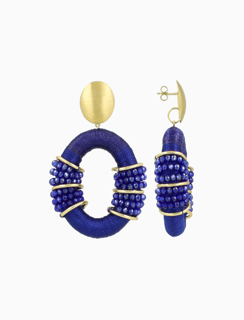 Blue Earrings Combi Oval Deluxe L Elle