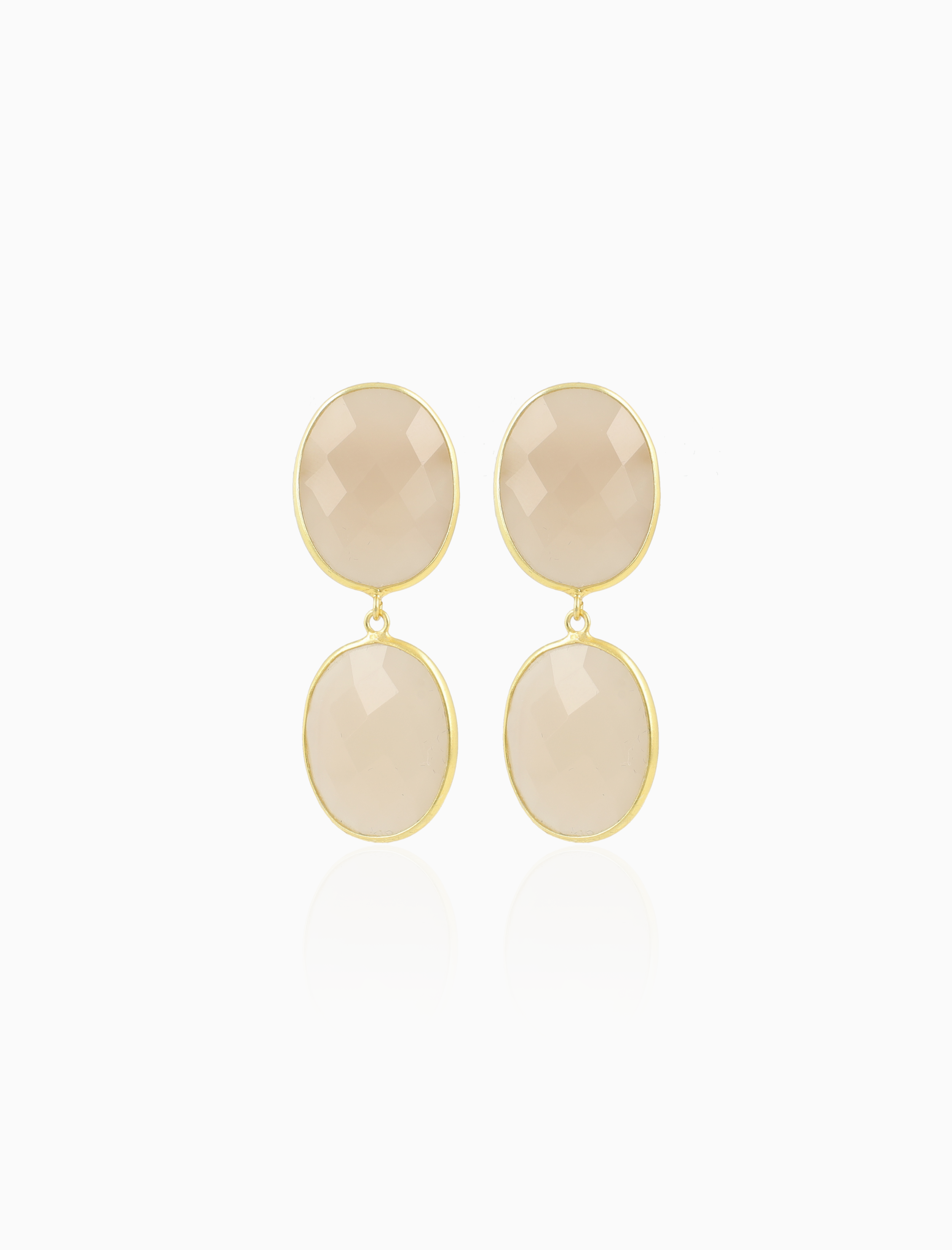 Warm Beige Oorbellen Camille Double Drop M pin