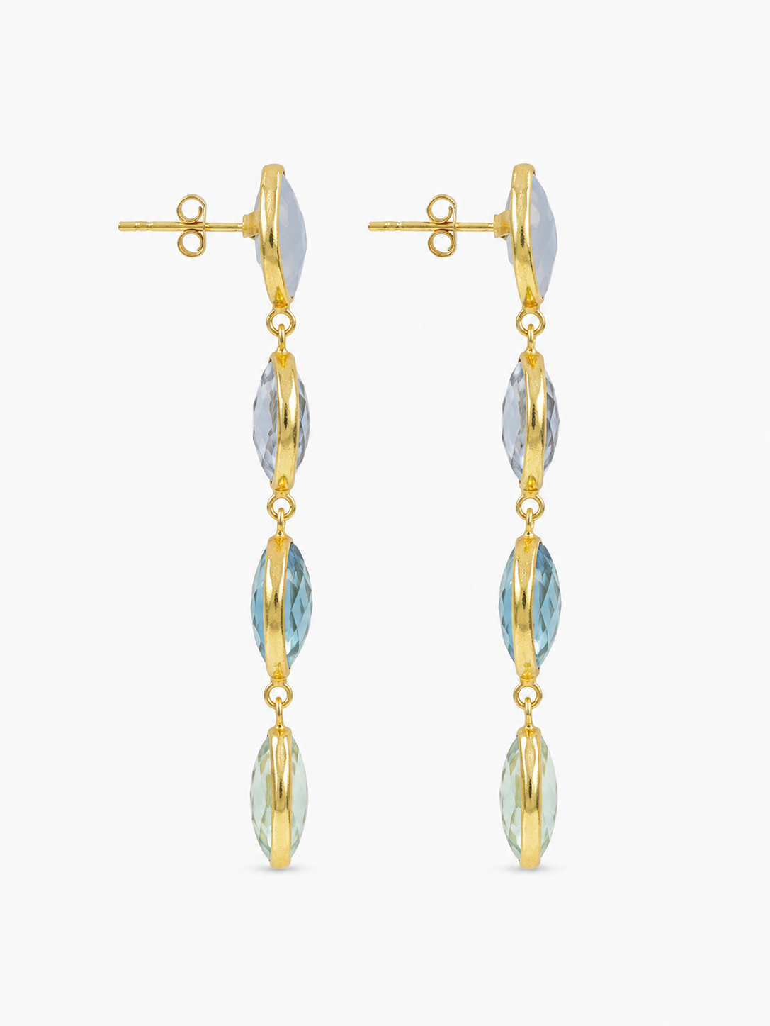 Blaue Ohrringe Four Framed Stones with Pin Anya