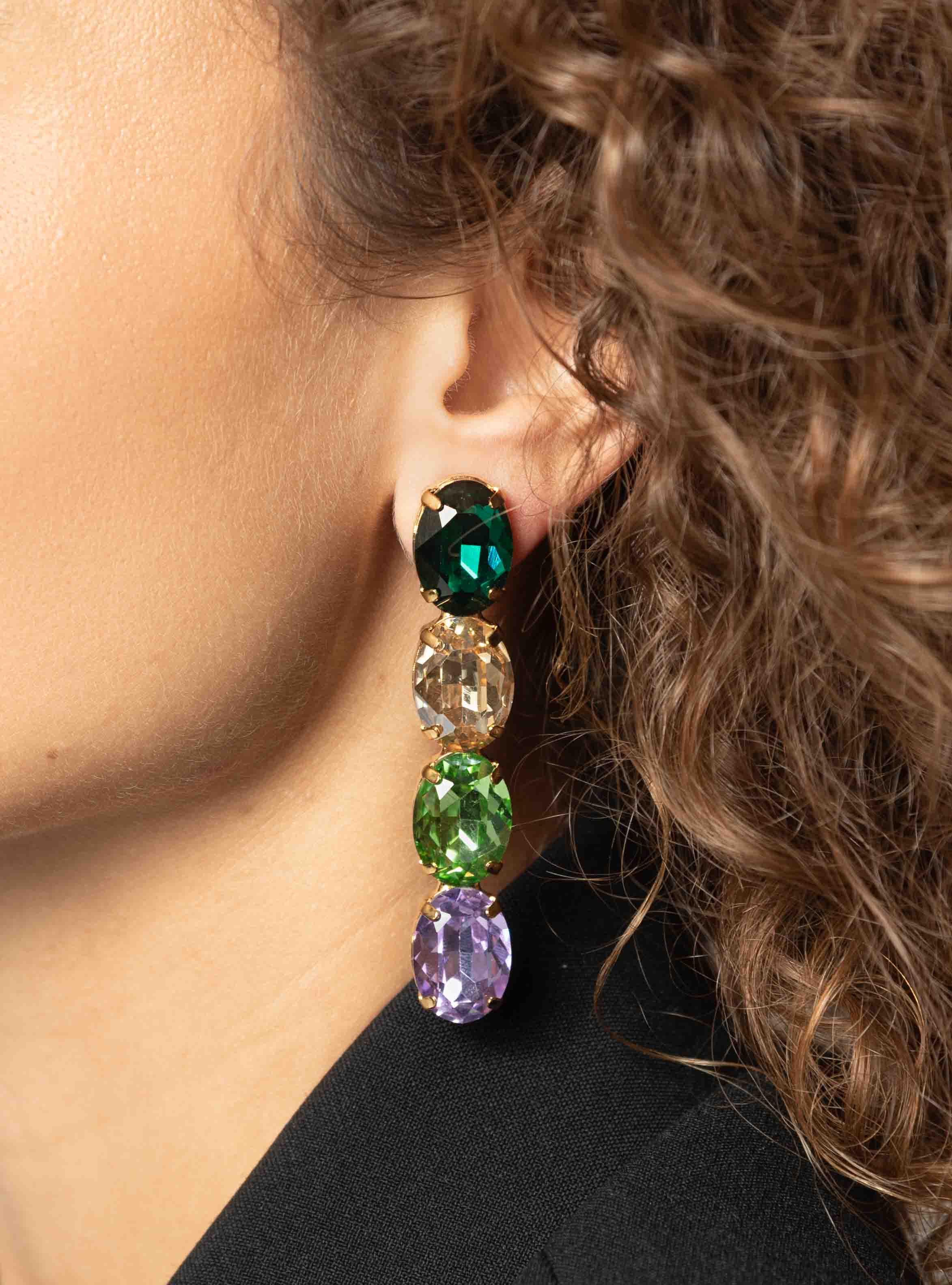 Maudi Earrings Oval Waterfall Four Stones M Mix