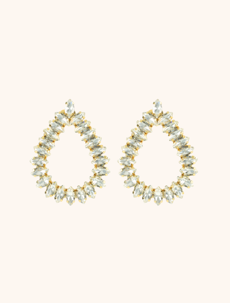 Kristallfarbene Strass-Ohrringe Drop Framed Marquis Hally M