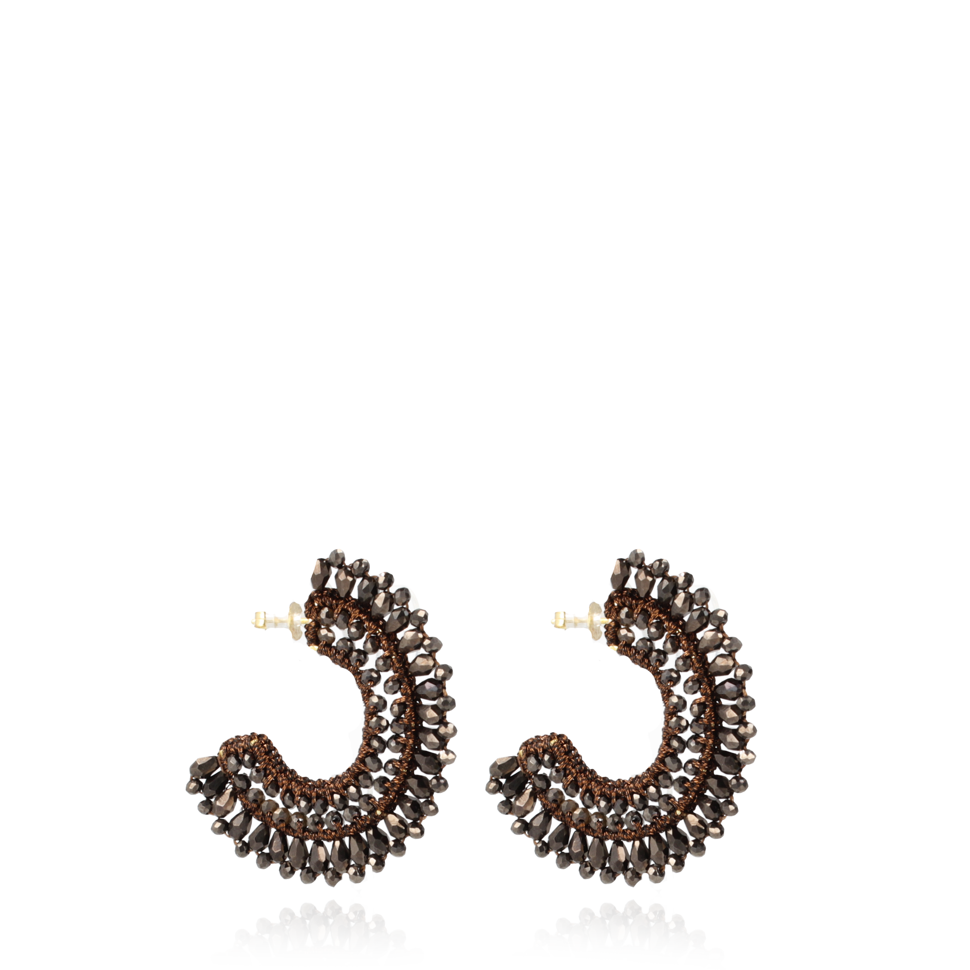 Metallic Brown Earrings Silk Creole M