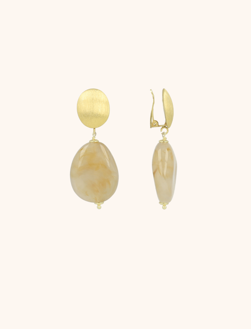 Natuerlicher Mix Ohrringe Amber Squeezed Drop Clip