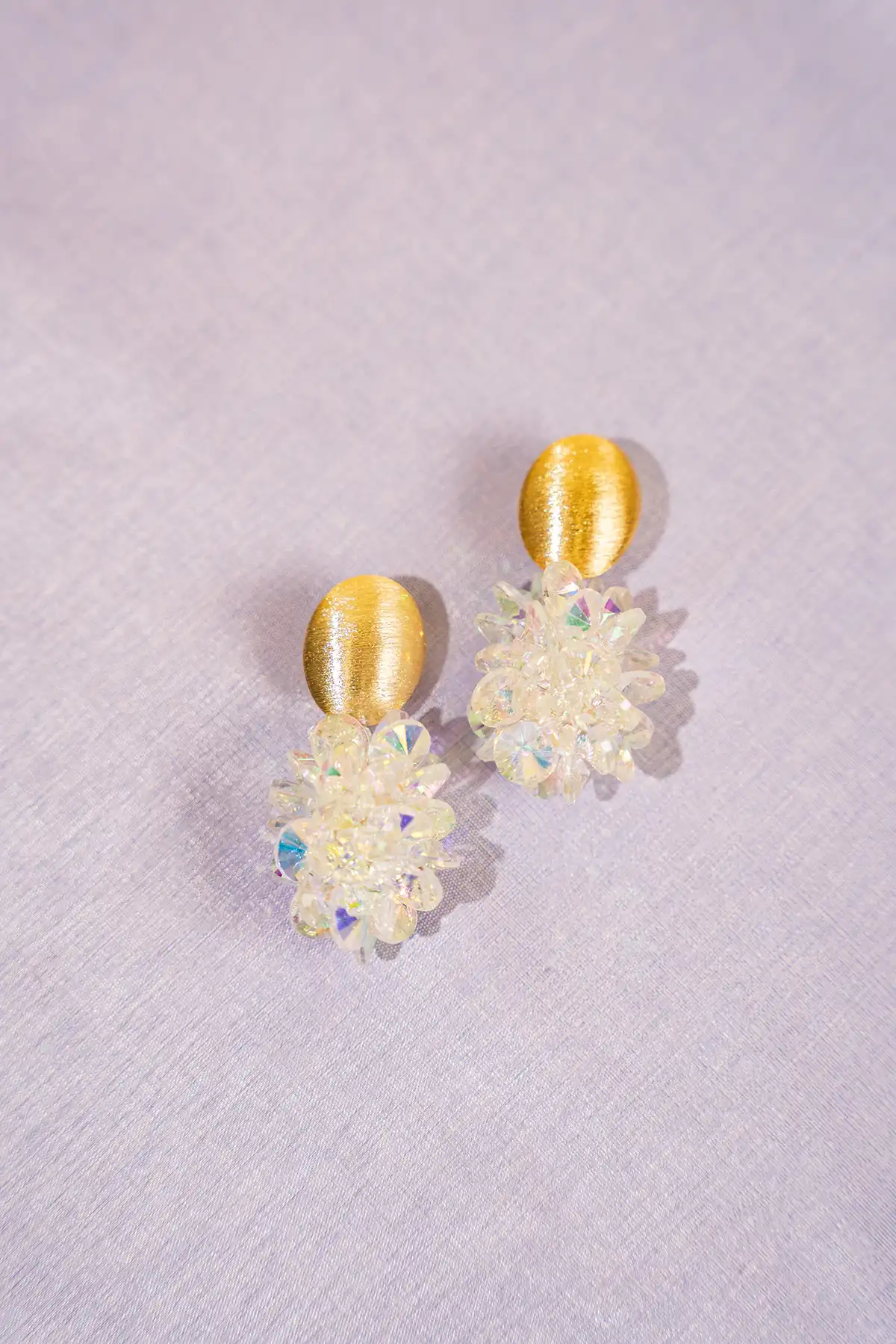 Crystal Holo Earrings Thick Oval Crystal Sequins Sam