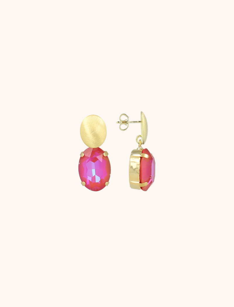 Fuchsiafarbene Ohrringe Daan oval M