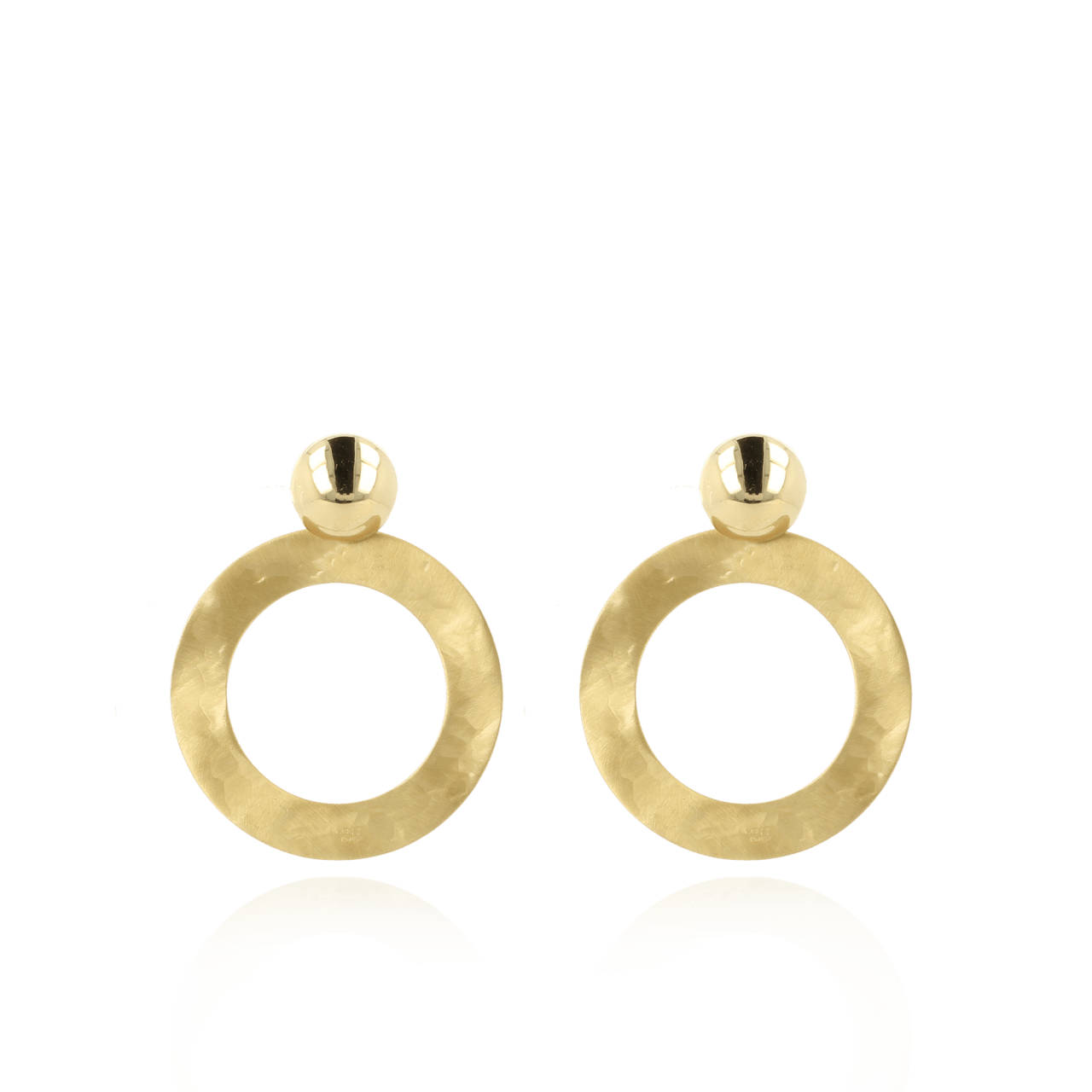 open round hammered earrings