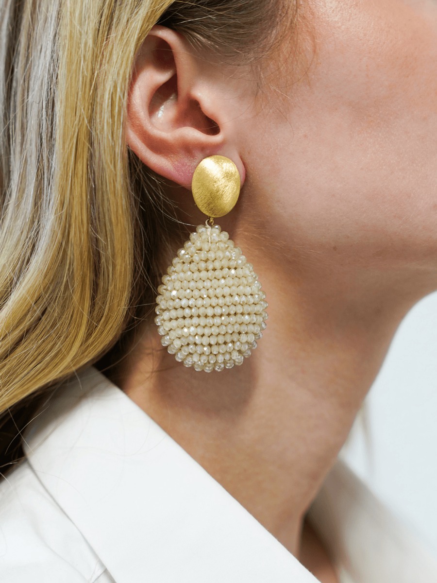 Beige Earrings Loulou Closed Drop L Clip