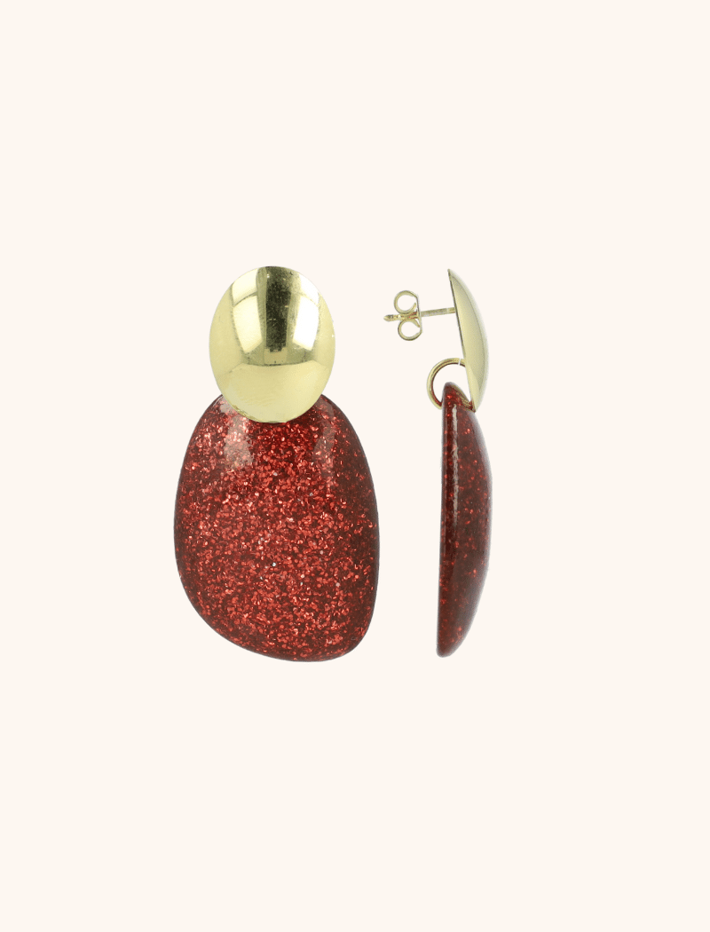 Rode Glitter Oorbellen Little Sara Asymetrisch Ovaal Slott-theme.productDescriptionPage.SEO.byTheBrand
