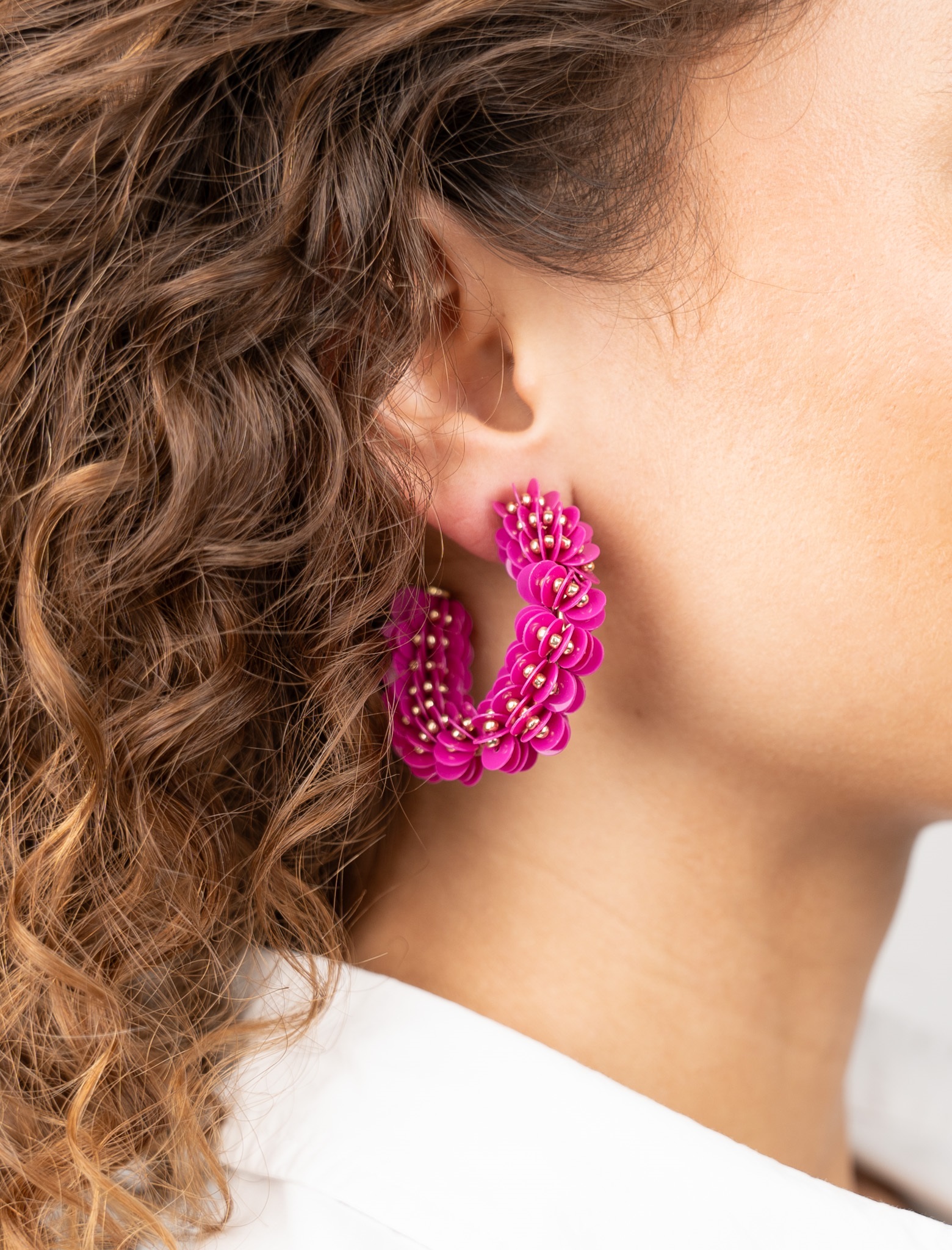 Fuchsia Earrings Sequin Creole M lott-theme.productDescriptionPage.SEO.byTheBrand