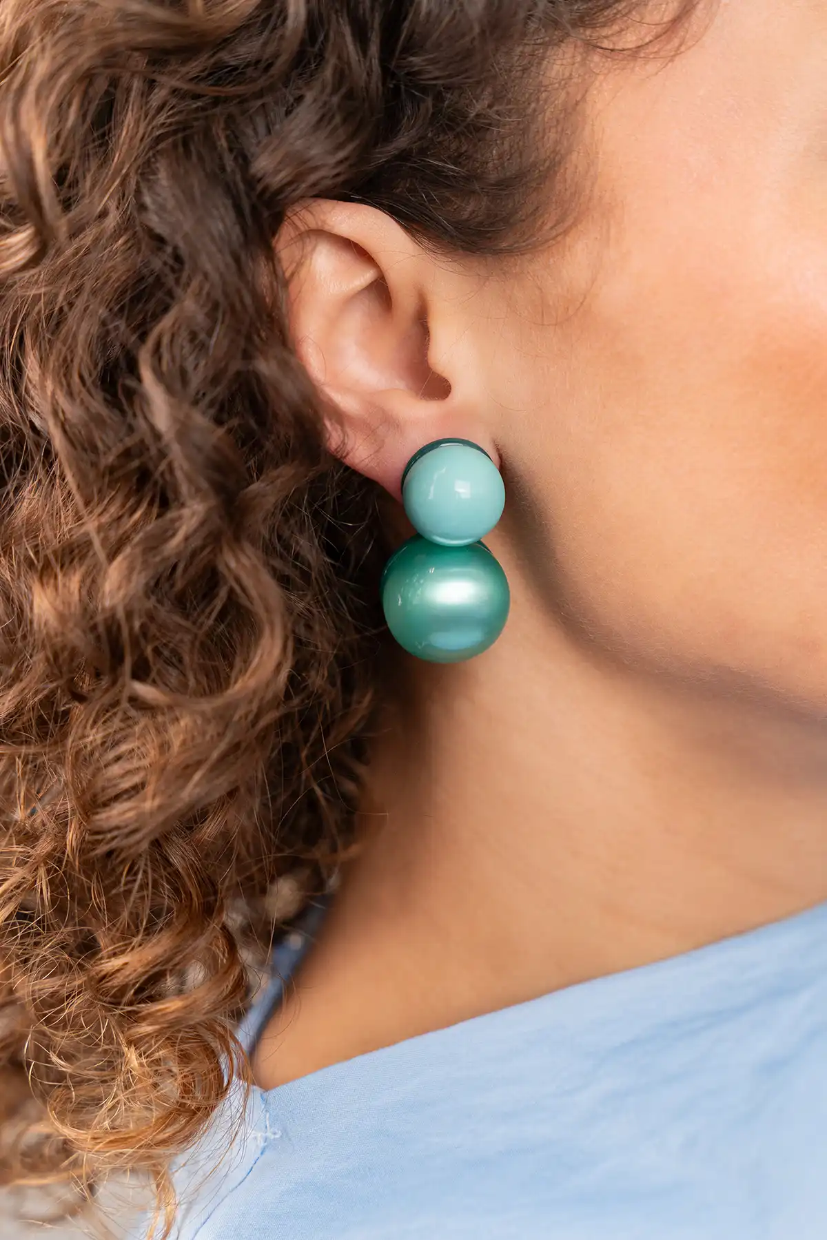 Turquoise Oorbellen Gitte Bold Double Bubbles