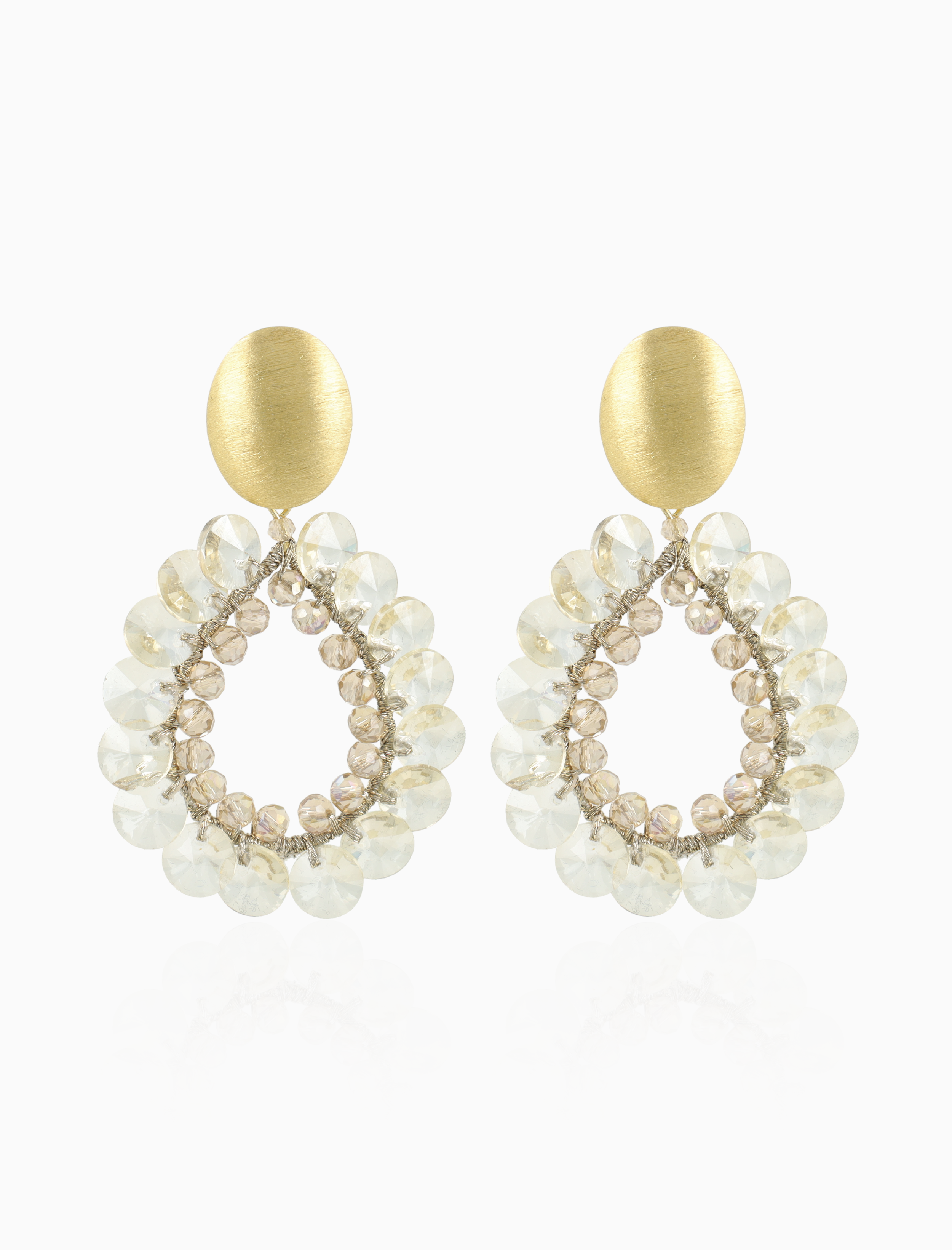 Beige Earrings Cassandra Flower Drop XL