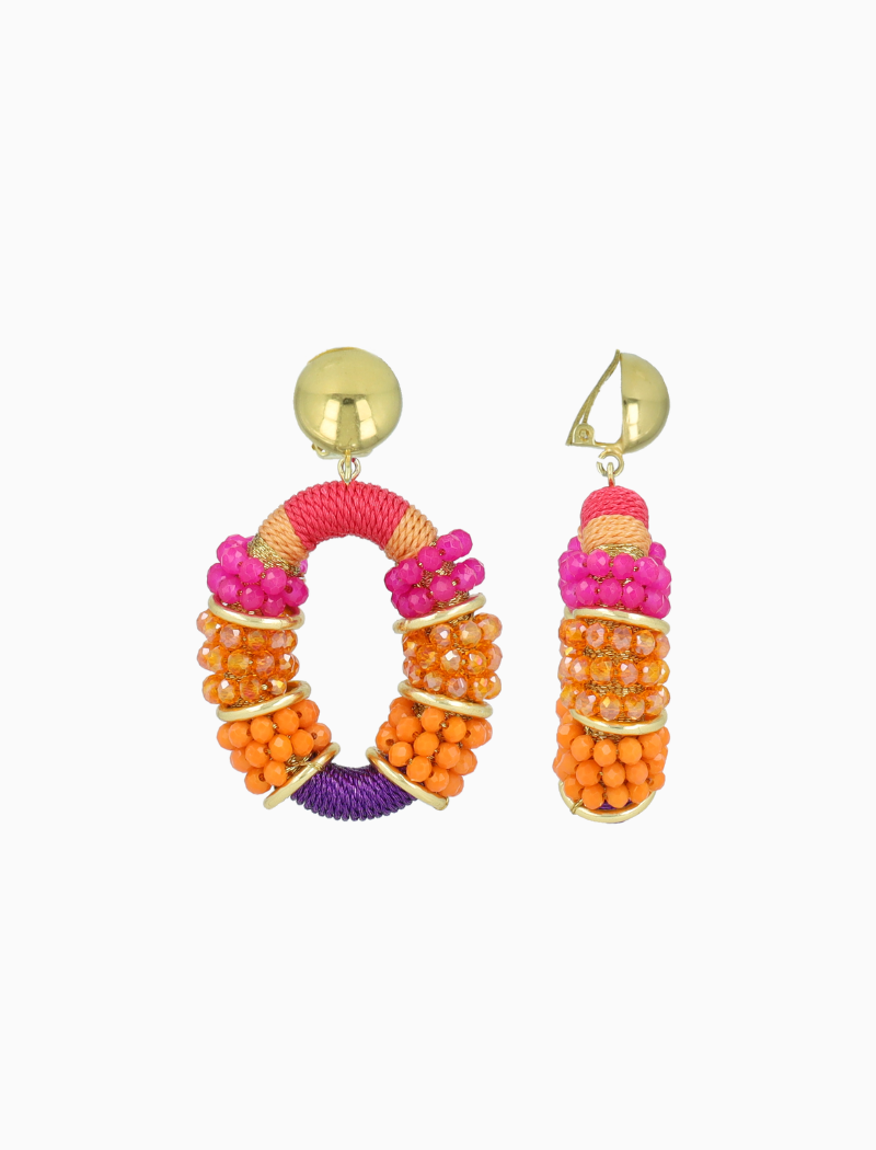 Oranje Oorbellen Elle Combi Oval Deluxe M Clip