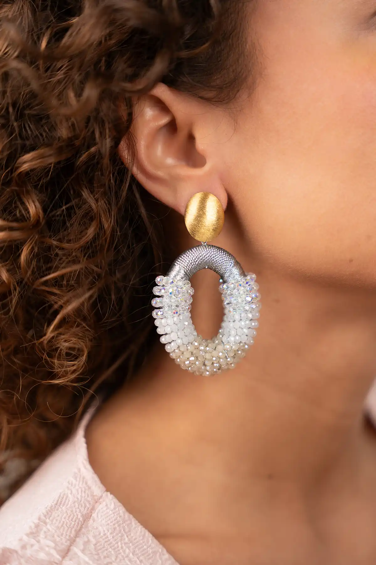 Crystal Silver Oorbellen Yara Combi Oval L