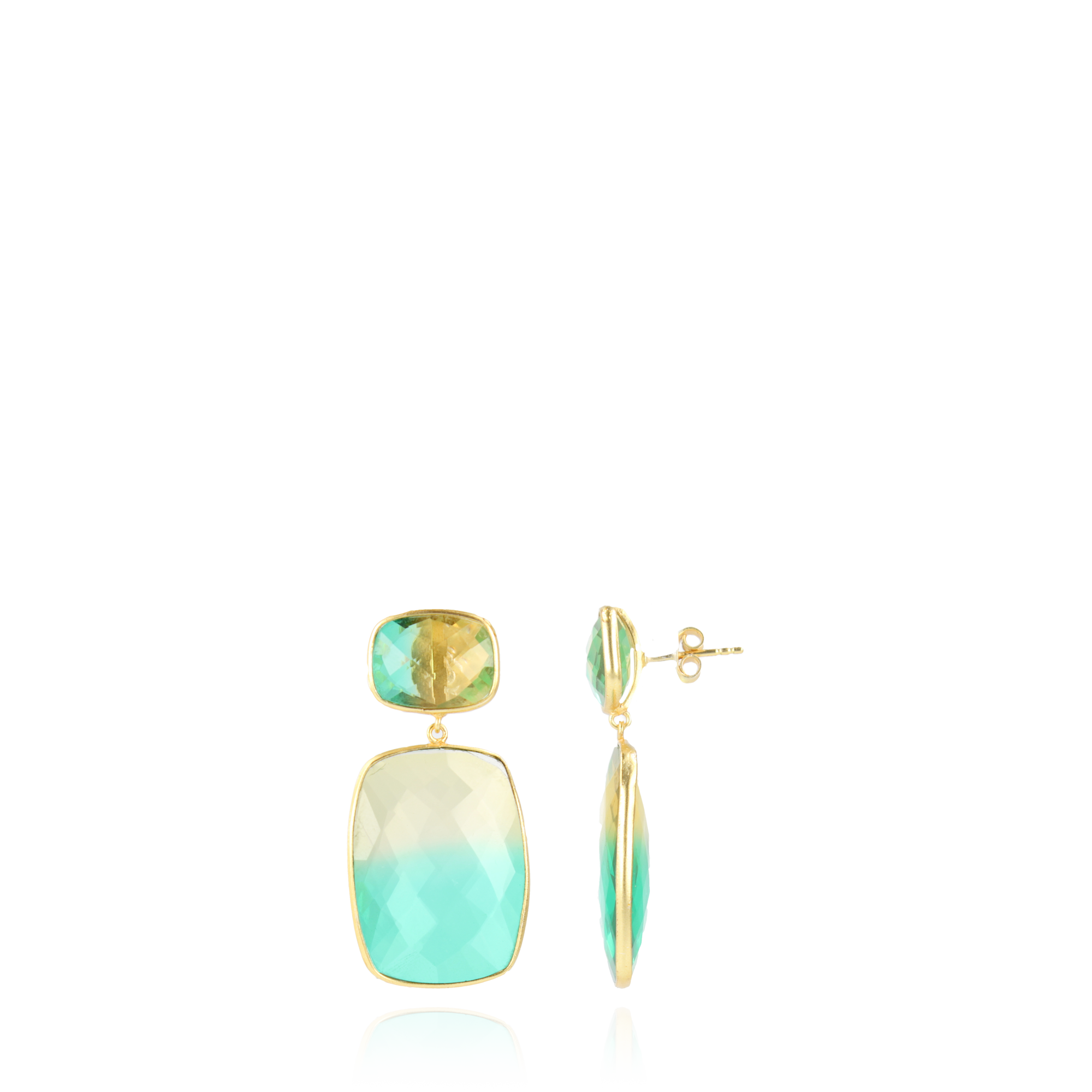 Yellow green earrings Mint Quartz square