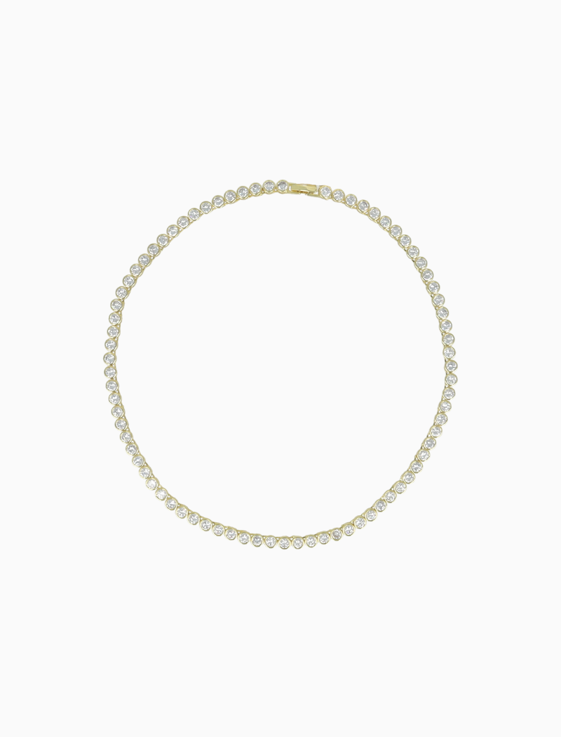 Goudkleurige Ketting Framed Round Crystals