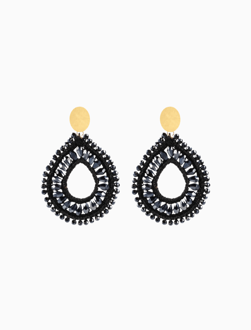 Blauwe oorbellen Charlotte Silk Metallic Crystal Druppel