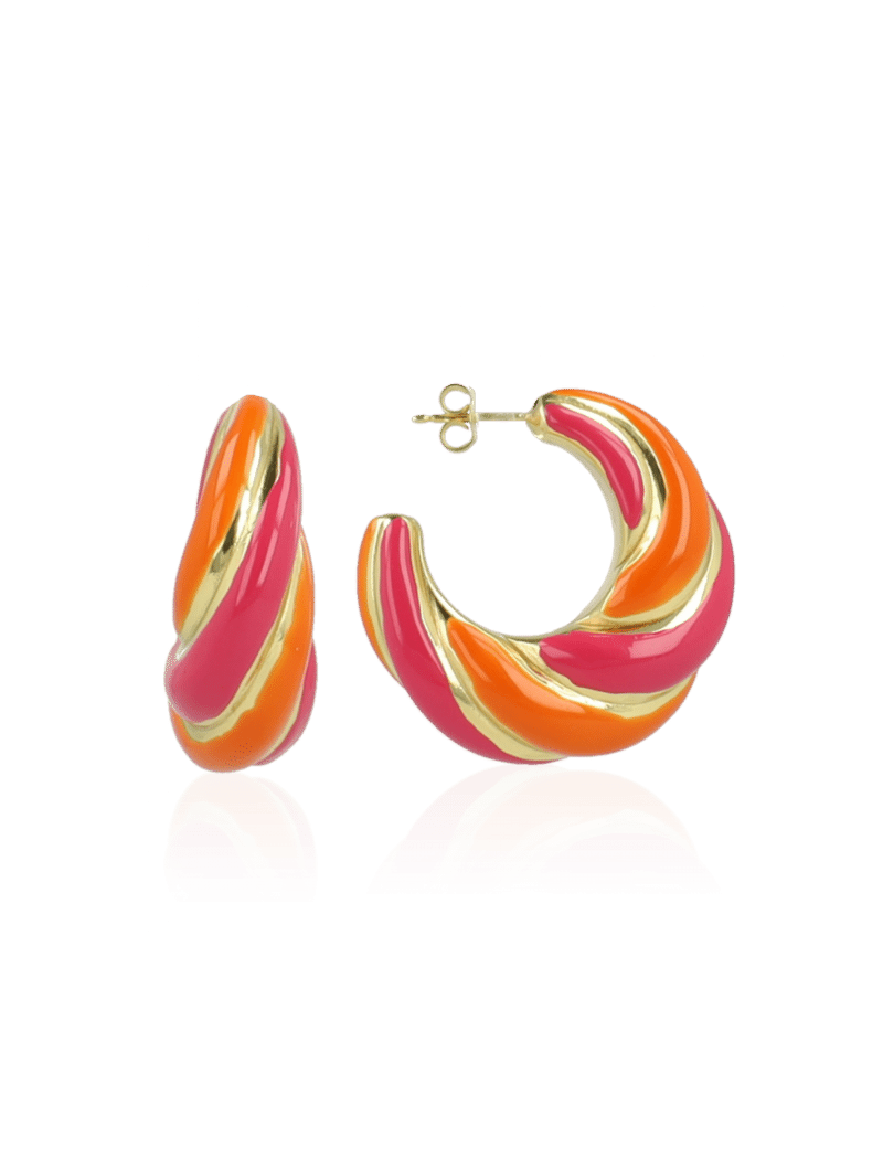 Fuchsia Orange Earrings Twist Creole M