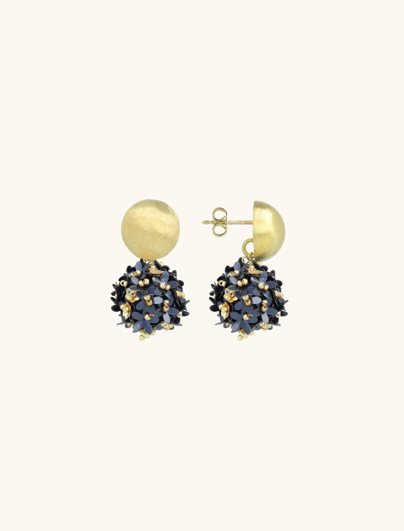 Elementar Blau Pailletten Ohrringe Daisy Kugel S