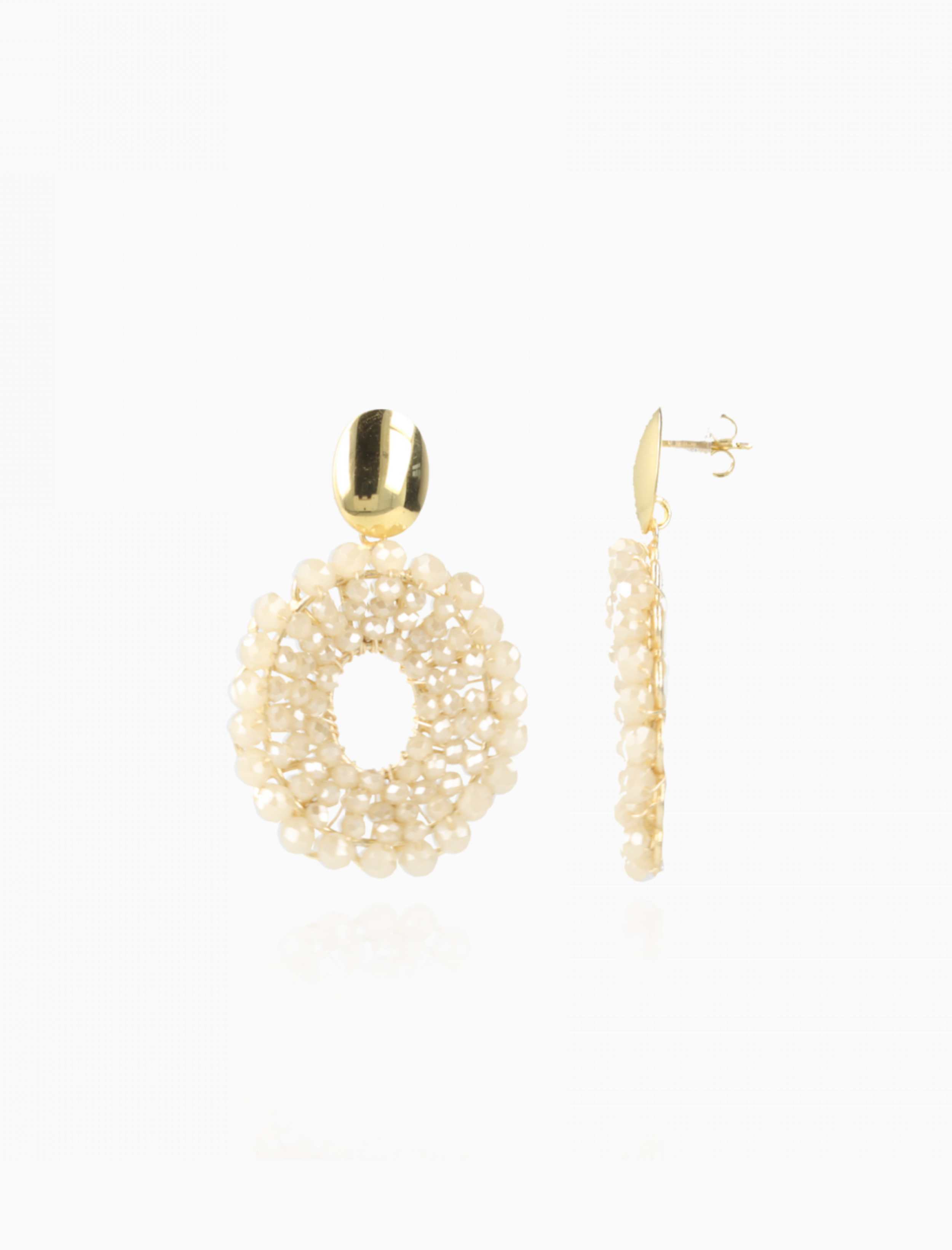 Beige Oorbellen Mia Ovaal S